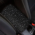 Black Leopard Print Car Center Console Cover,Auto Arm Rest Cover for Women,Universal Black Cheetah Car Accessories