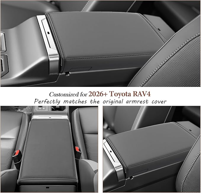 SKTU for 2026 Toyota RAV4 Armrest Cover for 2026+ Toyota RAV4 (LE/SE/XLE Premium/Woodland/XSE/Limited) Center Console Cover Toyota RAV4 2026 Accessories Console Cushion Cover with Storage Pocket