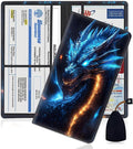 Car Document Holder with Magnetic Shut, Car Registration and Insurance Card Holder, Vehicle Glove Box Organizer Documents, Driver License, Auto Paperwork Organizer Wallet, Blue Dragon Breathing Fire