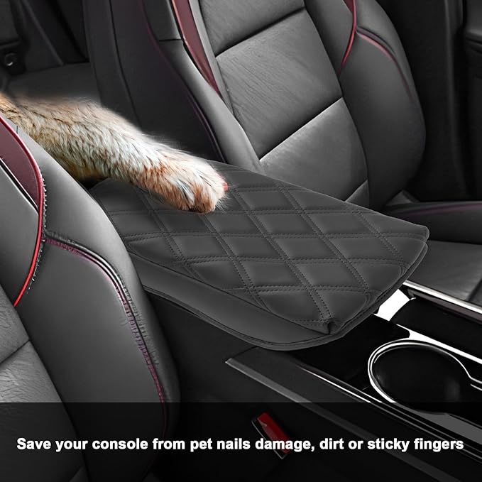 SXCY for 2025 2026 Chevy Equinox Accessories 2025 2026 Equinox Armrest Cover Center Console Cover 2026 Equinox Console Cover 2025 2026 Equinox Middle Console Cover (Adding Pad 2-Line Rhombus Style)