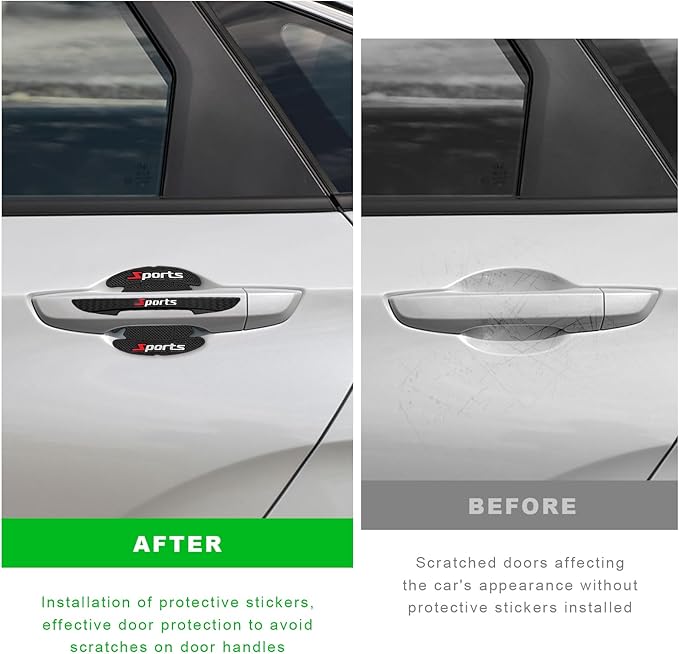 8PCS Car Door Handle Protector, Sports Car Door Cup Scratch Protector Handle Bowl Sticker, Non-Marking Self Adhesive Paint Guard Protective Film for Vehicle Doors Handles