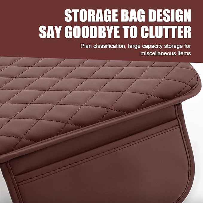 Center Console Cover, Microfiber Leather Arm Rest Cover Cushion with 2 Storage Bags, Middle Console Protective Cover, Car Accessories for Women, Universal for Trucks, Cars, SUVs (Red)