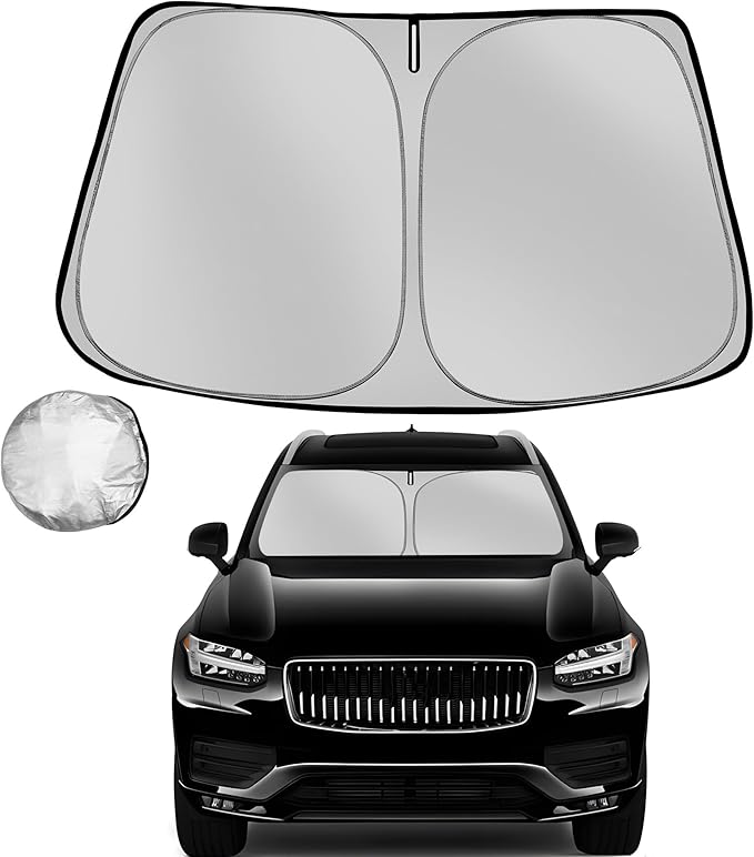 Fonowka Windshield Sun Shade for 2016-2025 Volvo XC90 Foldable Sun Sunshade for Car Front Window Blocks UV Rays and Heat Automotive Interior Protector Custom Fit Accessories