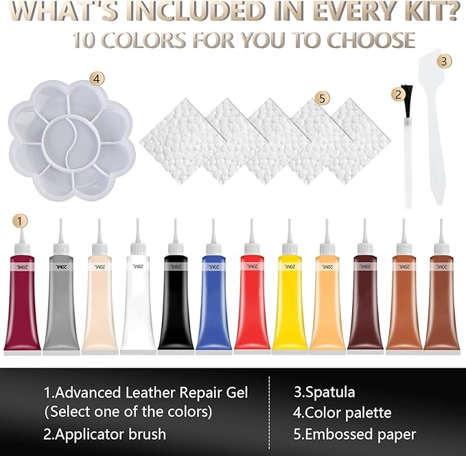 2026 Upgraded Advanced Leather Repair Gel, Multifunctional Leather Repair Kit for Car Seat Vinyl Repair Kit, Professional Leather Repair Coloured Cream Gel, Couch and Jacket Repair Kit (Red*)