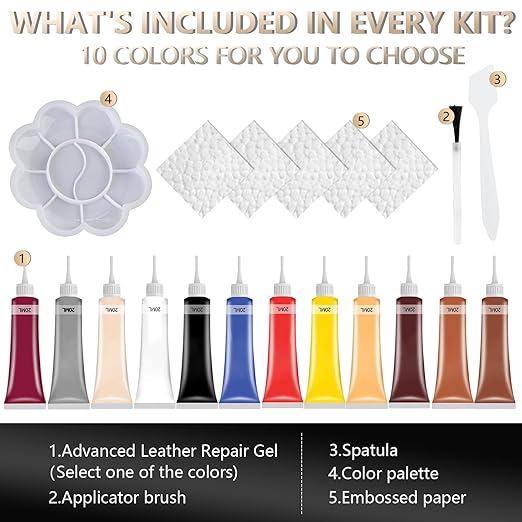2026 New Advanced Leather Repair Gel, Leather Repair Kit for Car Seat Vinyl Repair Kit, Professional Leather Repair Coloured Cream Gel, Multifunctional Couch and Jacket Repair Kit (Coffee)
