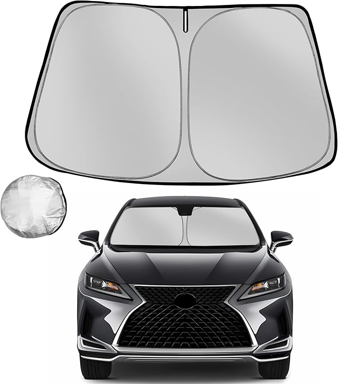 Fonowka Windshield Sun Shade for 2016-2022 Le-xus RX 350 RX 450h Foldable Sun Sunshade for Car Front Window Blocks UV Rays and Heat Automotive Interior Protector Custom Fit Accessories