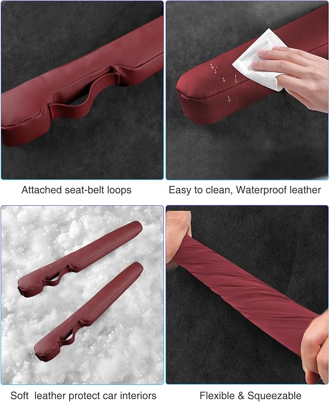 Homaupt Leather Car Seat Gap Filler Universal for Car Truck SUV to Block The Gap Between Seat and Console Stop Things from Dropping 2 Sets Red, SGF02R