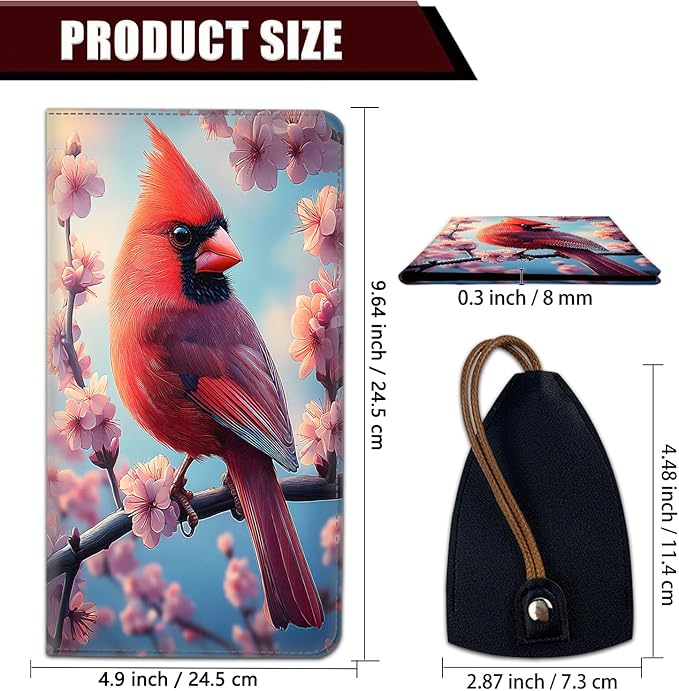 Car Document Holder with Magnetic Shut, Car Registration and Insurance Card Holder, Vehicle Glove Box Organizer Documents, Driver License, Auto Paperwork Organizer Wallet, Cardinal Flowers In Bloom