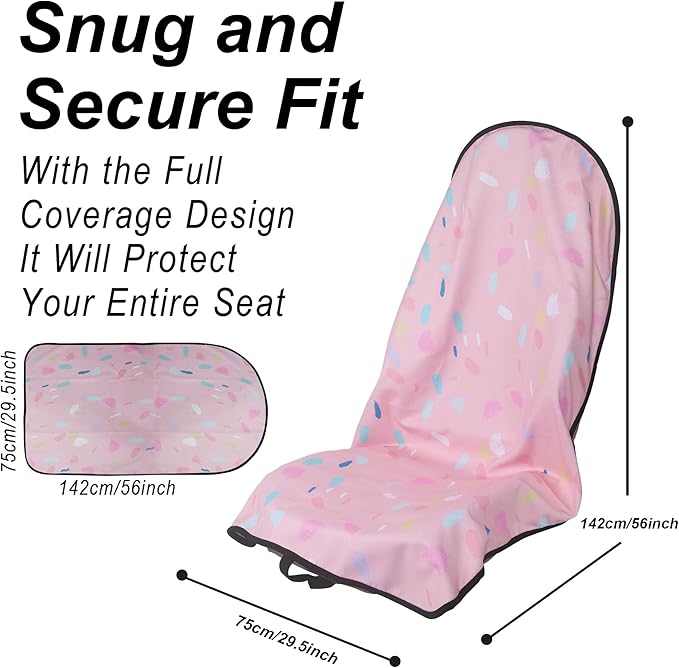 LoyaGour Car Seat Cover Protector Front Seats,for Gym Workout,Running,Swimming,Beach and Hiking,Waterproof Sweat Towel Bucket Seat Covers for Cars SUV Trucks (Pink Marbling, 2Pcs)