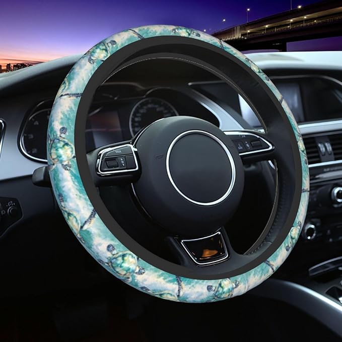 Sea Turtle Steering Wheel Cover for Women Men Girls Car Accessories Decor Anti-Slip Neoprene Auto Steering Wheel Covers Protector Universal 15 Inch
