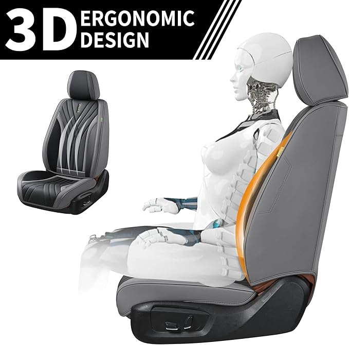FLORICH Seat Covers, Front Leather Seat Covers, Car Seat Covers 2 PCS,Waterproof Seat Cover for Cars, Luxury Leatherette Gary Car Seat Cushion, Automotive Seat Covers for Sedan SUV Pick-up Truck