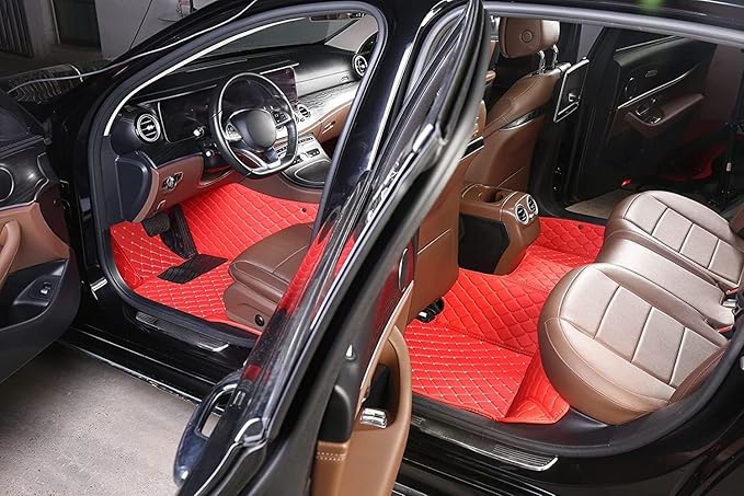 Custom Car Floor Mats Fit 96% Car Model Luxury Leather Waterproof Anti-Skid Full Coverage Liner Front Rear Mat/Set (Purple)