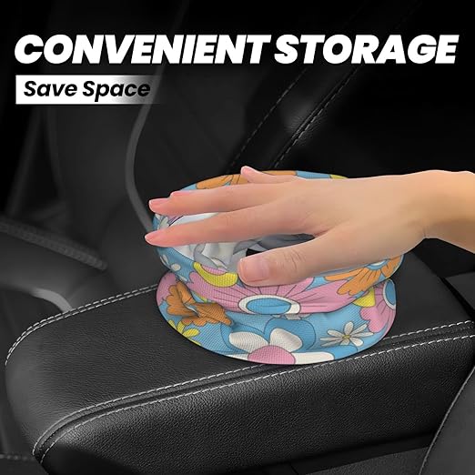 YANGDADA Retro Flowers Car Trash Can Small Portable Car Garbage Bag for Back Front Seat RV's Camping Accessories