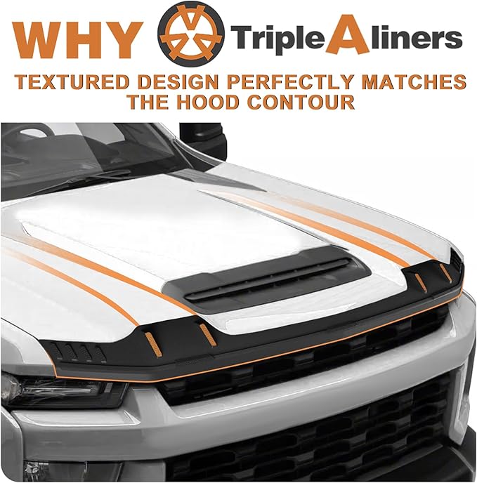 TripleAliners Hood Deflector Protector Compatible with 2020-2025 2026 Chevy Silverado 2500/3500HD Accessories Low Profile Hood Protector TPE Bug Deflector Shield Replacement