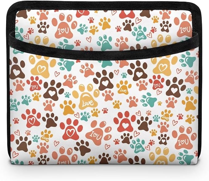 Renewold Dog Paws Colorful, Car Side Pocket Organizer, Universal Car Seat Side Pocket Pouch, Auto Console Door Organizer Bag, Holder for Phone Sunglasses Keys, Multifunction for Office Home Travel