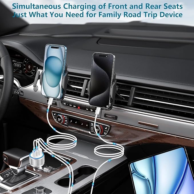 USB C Car Charger for iPhone 17, BAOYUANDA 67W 3-Port USB-C & USB-A Fast Car Charger Cigarette Lighter with 2Pack 3FT USB C to C Cable Fast Charging for iPhone 17/Air/16 Plus/16 Pro/16 Pro Max, iPad