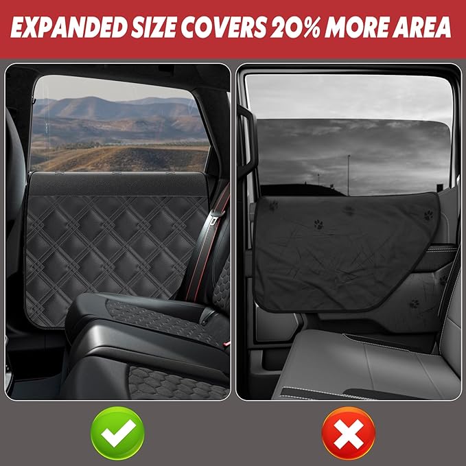 Surfcabin Dog Car Door Protector – 20% Larger Design for Trucks & Large SUVs, 2 Packs PU Material Thickened Waterproof Door Panel Covers, Protects Doors from Dog Scratching
