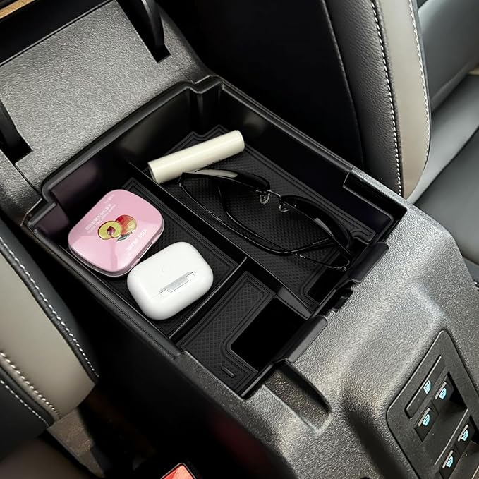 Zxiaochun Center Console Tray Compatible with 2025 Ford Bronco 4-Door Accessories, Full Size Console Armrest Box Organizer, ABS Plastic Black (Not for 2-Door & Bronco Sport)