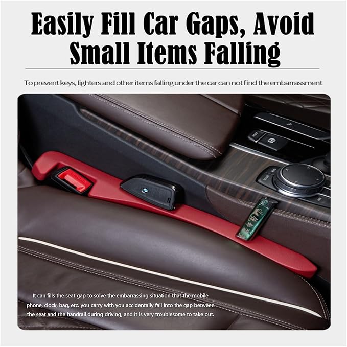 Berylins Car Seat Gap Filler Universal for Car SUV Truck Fit Organizer Fill The Gap Between Seat and Console Stop Things from Dropping, Set of 2 (Red)