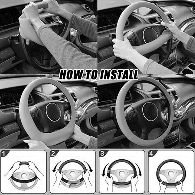AUTOXBERT Silicone Steering Wheel Cover Universal Non-Slip Car Steering Wheel Protector Car Accessory Decoration fits for Most Cars, SUVs, Trucks, Vans with Wheel Size of 14'' to 16''