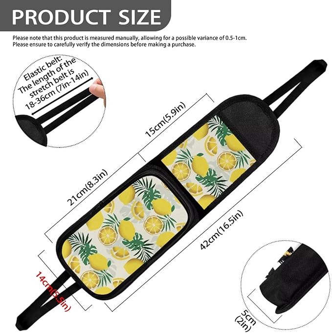 Lemon Print Car Seat Organizer Auto Front Seat Side Hanging Bag Passenger Accessories Organizer,Multi Functional with ziiper and pocket mouth