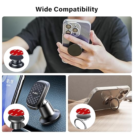 APPS2Car 10 Pack 3M Double Sided Adhesive Pads for Socket Mount Base Circle Adhesive Replacement VHB Sticky Tape for Phone Collapsible Grip & Stand Back 1.38 Inches (35mm)