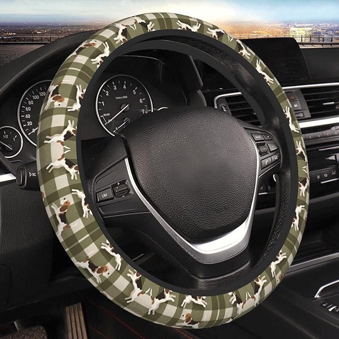 Beagle Dog Pattern Universal Fit Steering Wheel Cover for Car, Truck, and SUV, Durable Steering Wheel Protection