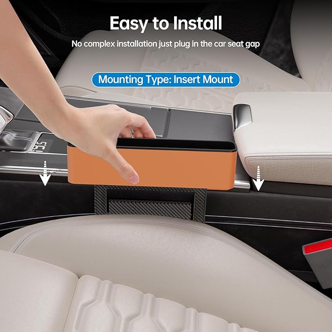 FlexTurtle Car Seat Gap Filler Organizer with 69W Retractable Car Charger & Bluetooth Earpiece for Driving Calls, Car Accessories with Trucker Headset, Fits Sedans, SUVs, Pickup Trucks & Crossovers
