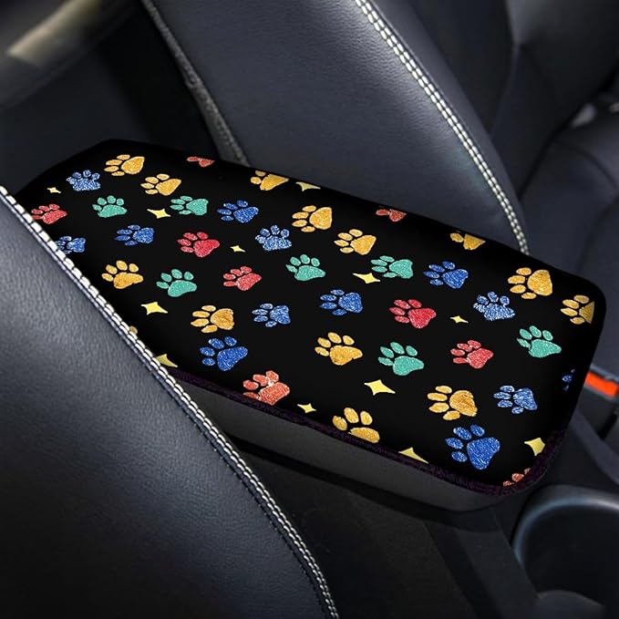 Horeset Colorful Paw Center Console Armrest Cover Anti-Scratch Automobile Decor, Car Armrest Seat Box Cover Easy to Install