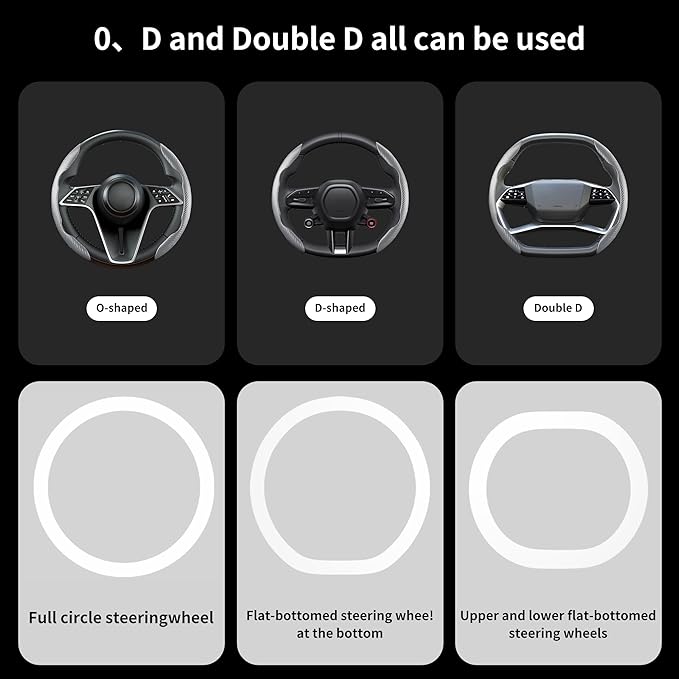LevChall Carbon Fiber Steering Wheel Cover, 2-Piece Set Anti-Skid Comfortable Grip Segmented Butterfly Design, Easy Snap-On Installation Universal Fit 99% Cars, Gray