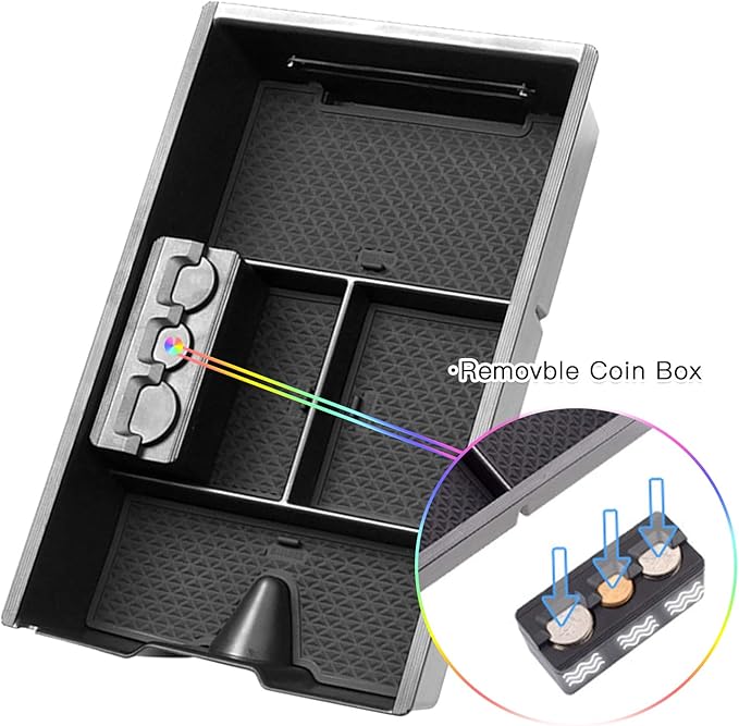 SKTU Center Console Organizer Customized for 2009-2020 Dodge Ram 1500 2500HD 3500HD Insert ABS Black Materials Tray Armrest Box Glove Secondary Storage Box with Coin and Glass Holder