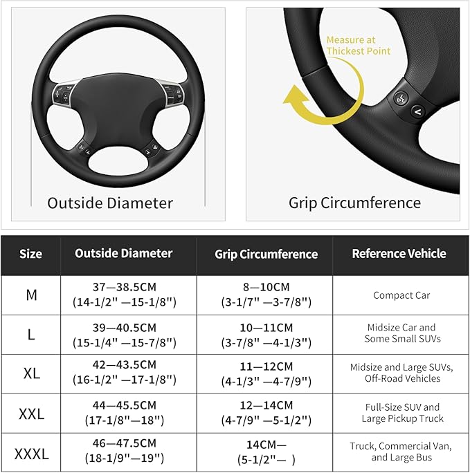 Suede Leather Steering Wheel Cover Wrap Kit - DIY Stitch-On for 18-19" Wheels, Superior Sweat Absorption & Non-Slip Grip, Comfortable & Durable Year-Round Upgrade