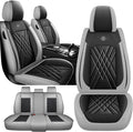 JGDL Car Seat Covers for Subaru Crosstrek 2016-2026, 5 Piece Set Nappa Leather Non-Slip Seat Protectors, Breathable Seat Cover Set. (Standard 5 Seats, Black Grey)