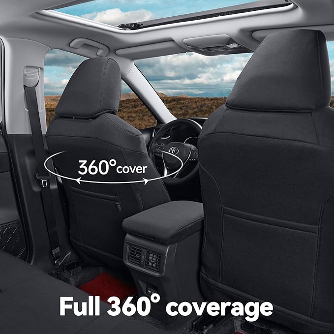 coverdream Corolla Cross Polyester Seat Covers Custom Fit for 2023-2026 Toyota Corolla Cross Hybrid S,SE,XSE,Nightshade SUV,Fully Covered,Breathable Cloth Car Seat Protector (Full Set,Black)