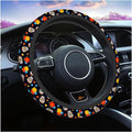 Swono Day of The Dead Sugar Skull Universal Neoprene Steering Wheel Cover Colorful Sugar Skull and Flower 15 Inch Steering Wheel Covers,Printed Steering Wheel Elastic Protection for Women and Girls