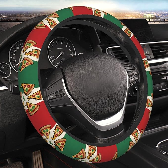 Neoprene Steering Wheel Cover Pizza Italy Flag Italian Car Steering Wheel Cover Universal Fit for Most Cars