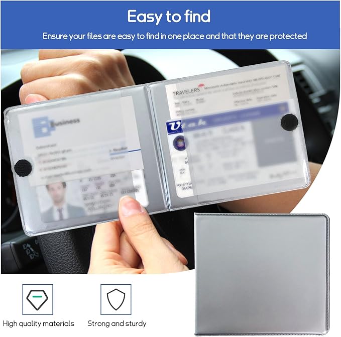 2 PCS Car Registration and Insurance Holder, 10.6''×4.8'' Essential Auto Card Glove Box Organizer with Closure, Vehicle Interior Accessories Perfect for Documents, Cards