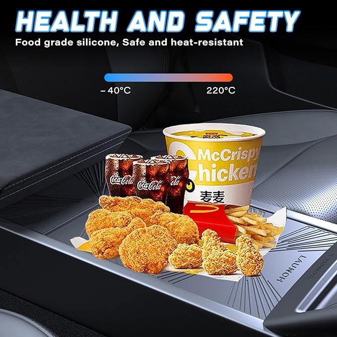 3PCS Center Console Cover Silicone Anti Slip Pad Compatible with Tesla Model Y Juniper & Model 3 Highland Accessories 2025 2026 - Pet and Family Friendly Protector Mats (White)