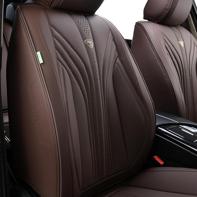 FLORICH Car Seat Covers, Dark&Brown Leather Car Seat Covers Front Seats, Premium Leatherette Car Seat Cushion for Cars, Automotive Seat Protectors Universal Fit for Most Sedans Cars SUV Trucks