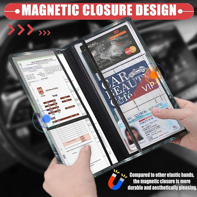 Car Registration Holder, Waterproof PU Leather Vehicle Card Document Glove Box Organizer, Women Interior Auto Accessories Case for Cards, Driver License Car Insurance Holder, Cat Storm Ship Pattern