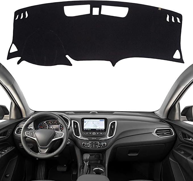 KEYOOG Dashboard Cover Dash Mat Fit for Chevy Equinox 2024-2018 (Without HUD Models),Car Dash Board Mat Anti-Glare Carpet,Non-Slip Pad Sunshield Protector (Black)