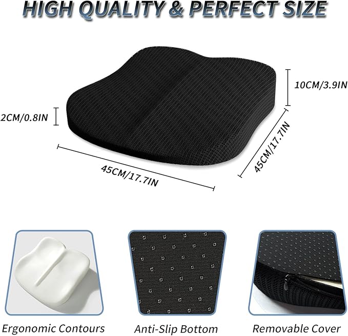 Wedge Car Seat Cushions for Driving, Adult Booster Seat Cushion for Car Truck Driver, Memory Foam Butt Cushion for Office Chair Wheelchair Home, Mesh Black