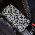 Dreaweet Gothic Car Center Console Cover Gray Bat and Skull Print Arm Rest Cover Halloween Car Accessories Interior Universal Middle Console Covers for SUV Sedan