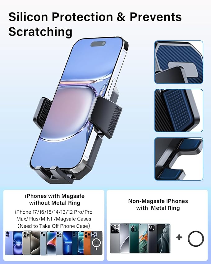 PZK Car Phone Holder for Hyundai Elantra 2021-2025 SE/SEL/Sport/Limited/N Line Accessories Custom 8-Inch/10.25-Inch Screen Auto Lock Car Phone Holder with 360° Rotating Extension Rod Not Affect Screen