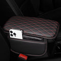 Upgraded Car Center Console Cover Fit for Avalon Faux Leather Car Armrest Cover Cushion with 2 Storage Bags,Car Armrest Storage Box Interior Accessories(Black&Redline)