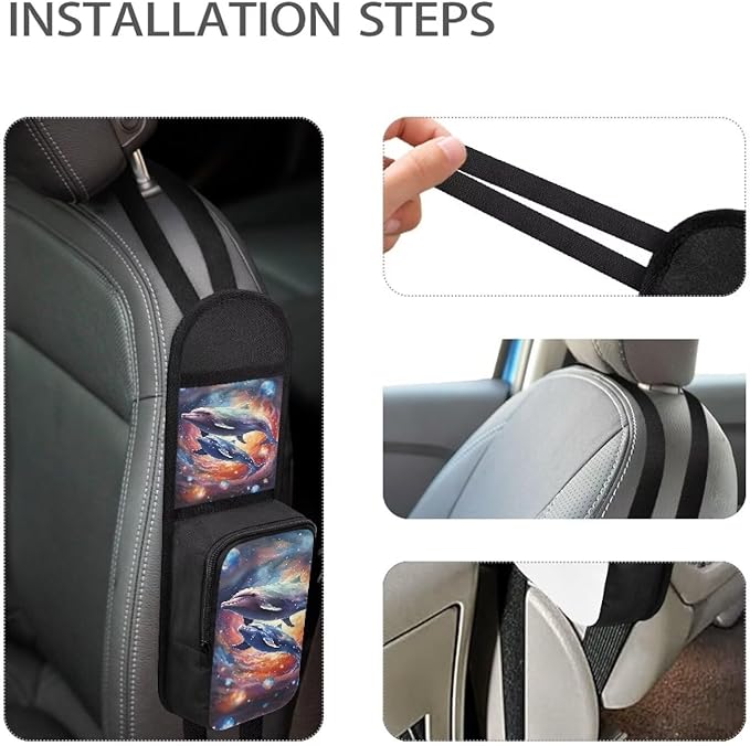 Dolphin Planet Car Seat Side Organizer Car Seat Side Storage Hanging Bag, Car Organizers and Storage Front Seat Multi-Pocket Auto Seat Storage Bag for Mobile Phone, Wallet, Glasses