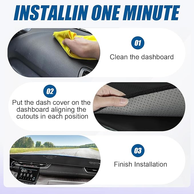 Dash Mat Fit for Jeep Grand Cherokee L 2021-2025 Dashboard Cover Accessories,Non-Slip Flannel Dashboard Cover Mat Sunshield Protector Sunshield Glare