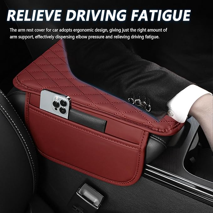 Car Center Console Cover for Hummer H2 2003-2009, Car Armrest Cover Cushion Arm Rest Cover Auto Interior Arm Rest Seat Box Pad Accessories,Red