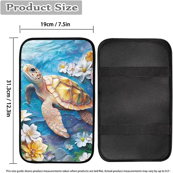 Cute Sea Turtle Car Console Covers Soft Arm Rest Cover Car Easy to Install Protect from Pet Claws Universal Cars Interior Accessories Cars Arm Rest Cover