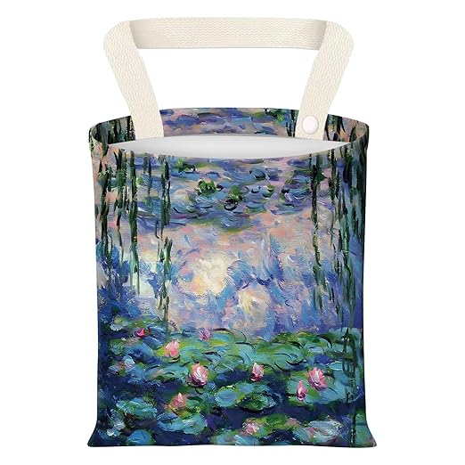 ADQWIOVL Car Garbage Can, Seat Back Hanging Cute Car Trash Can Bag, Car Organizer and Storage Bag for Travelling, Outdoor Watercolor Water Lily